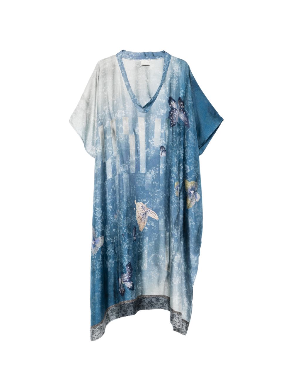 Pierre Louis Mascia V-neck short sleeves border print Printed silk kaftan