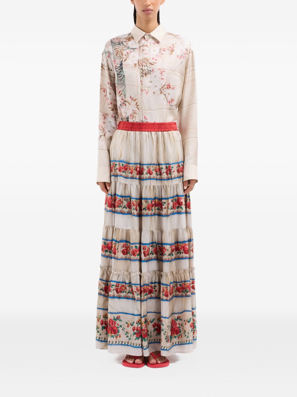 Pierre Louis Mascia Printed silk skirt