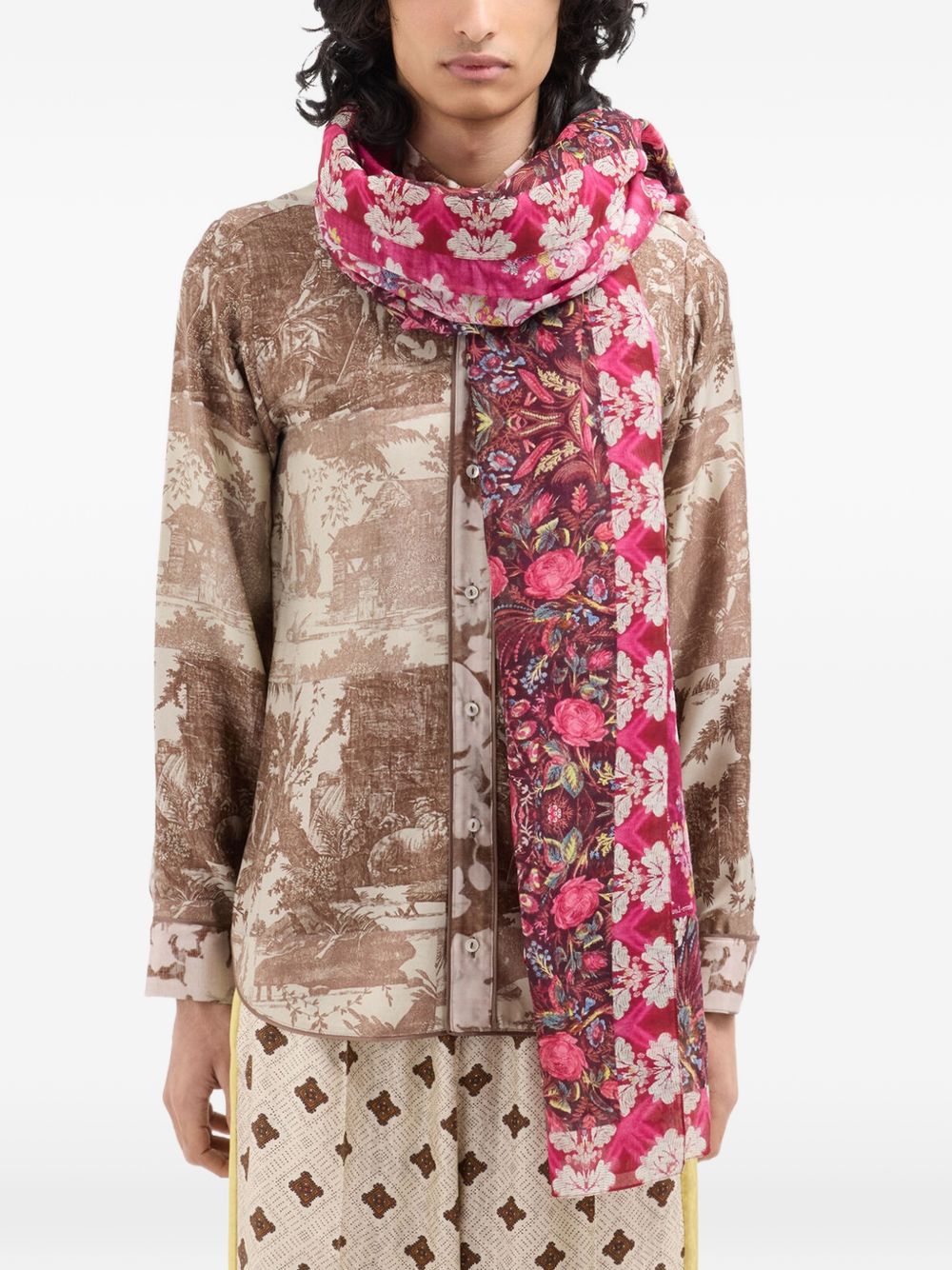 Pierre Louis Mascia Printed silk and cotton scarf