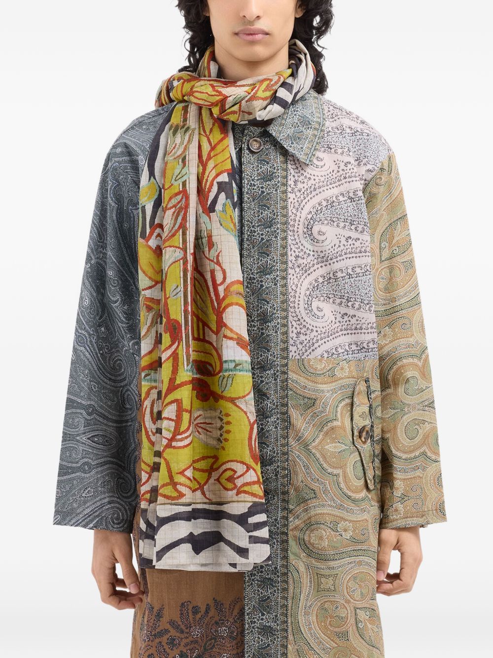 Pierre Louis Mascia Printed silk and cotton scarf