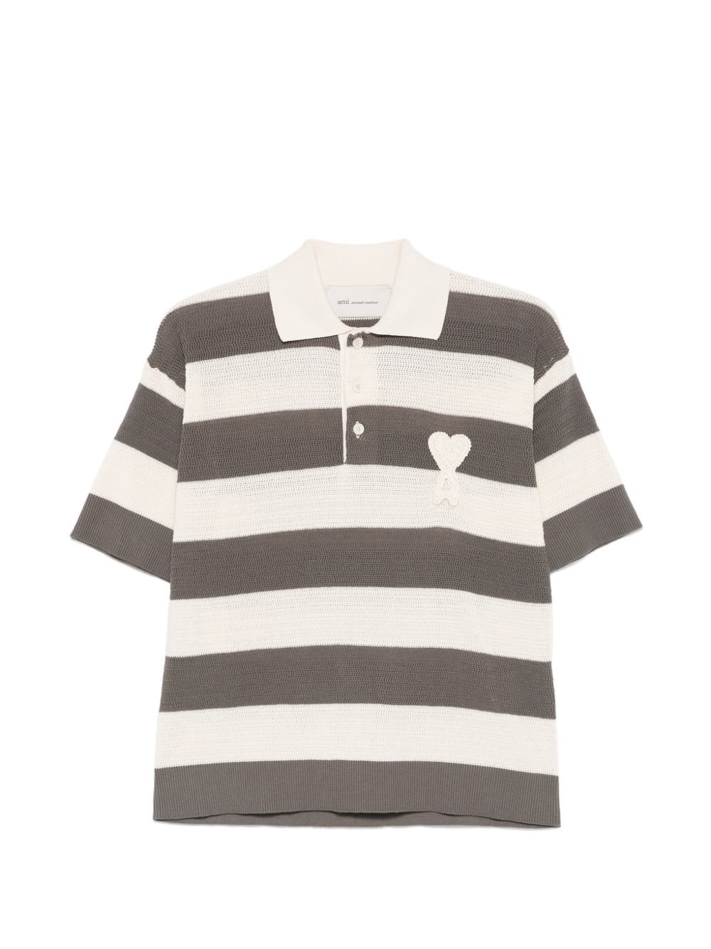 Ami Paris Ami De Coeur striped polo shirt