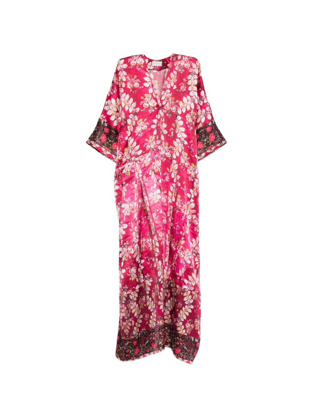Pierre Louis Mascia V-neck, short sleeves, border print Pritned silk dress