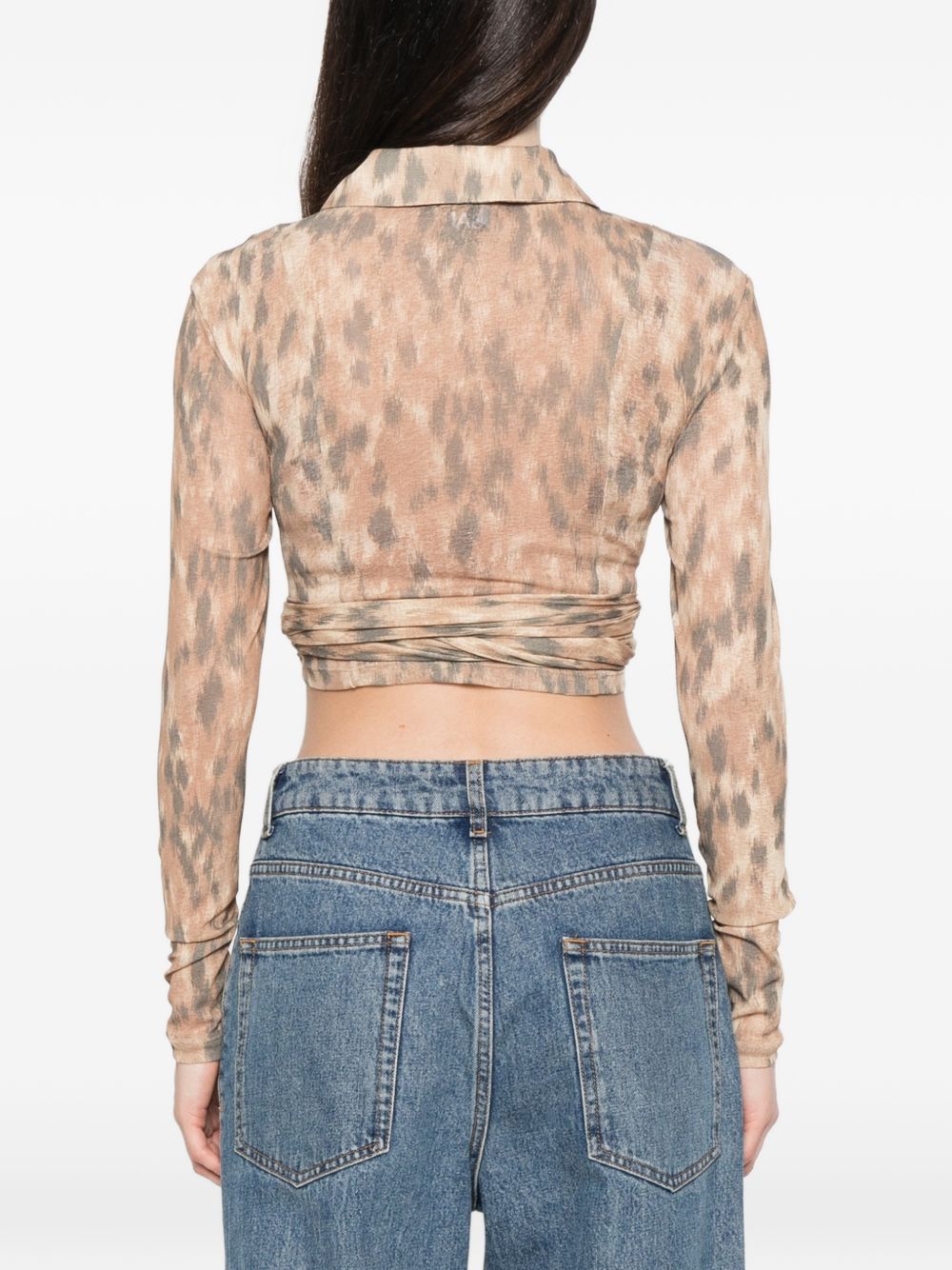 Ganni Printed cropped shirt