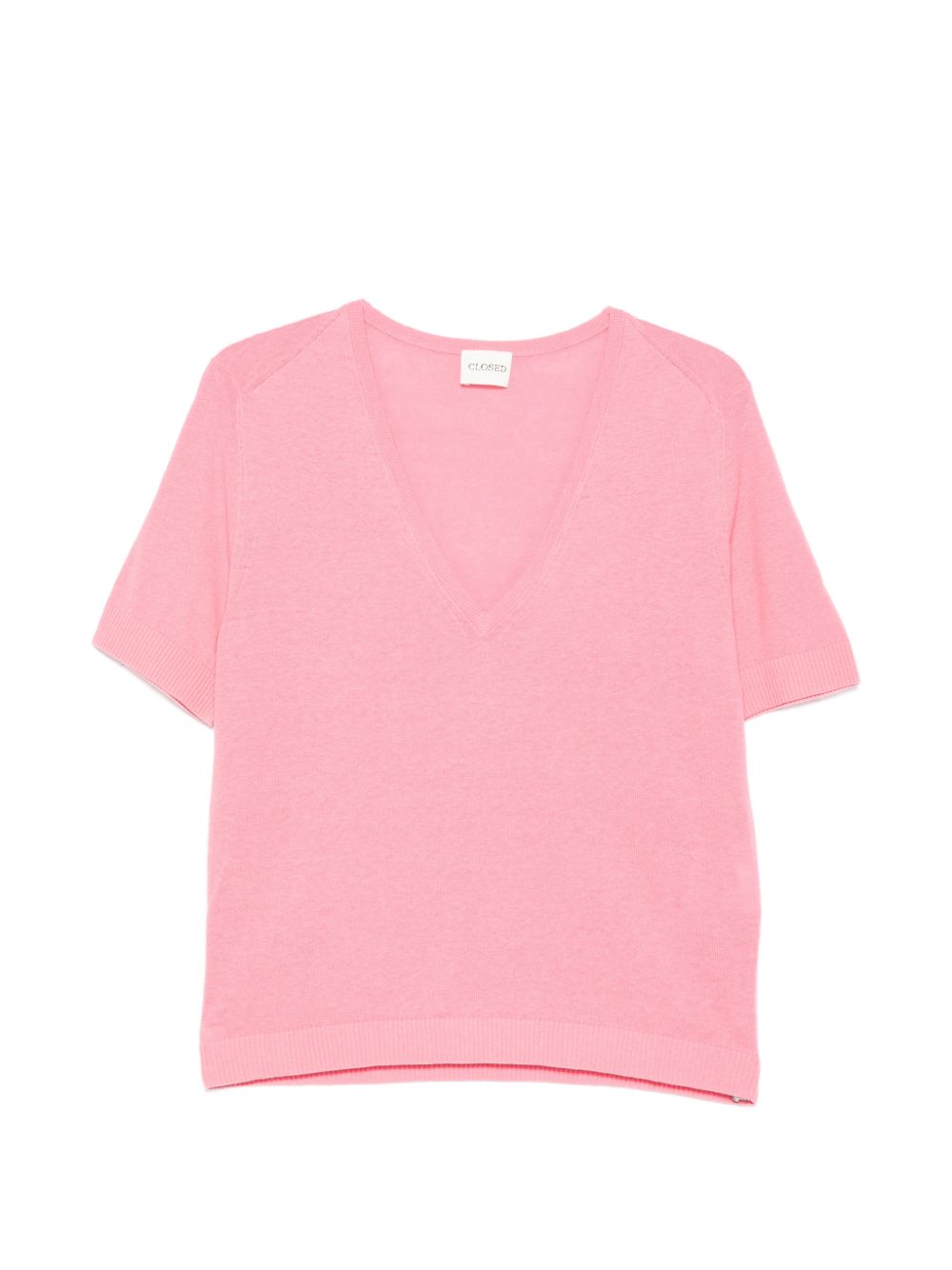 Closed V-neck short sleeves Linen and cotton v-necked sweater