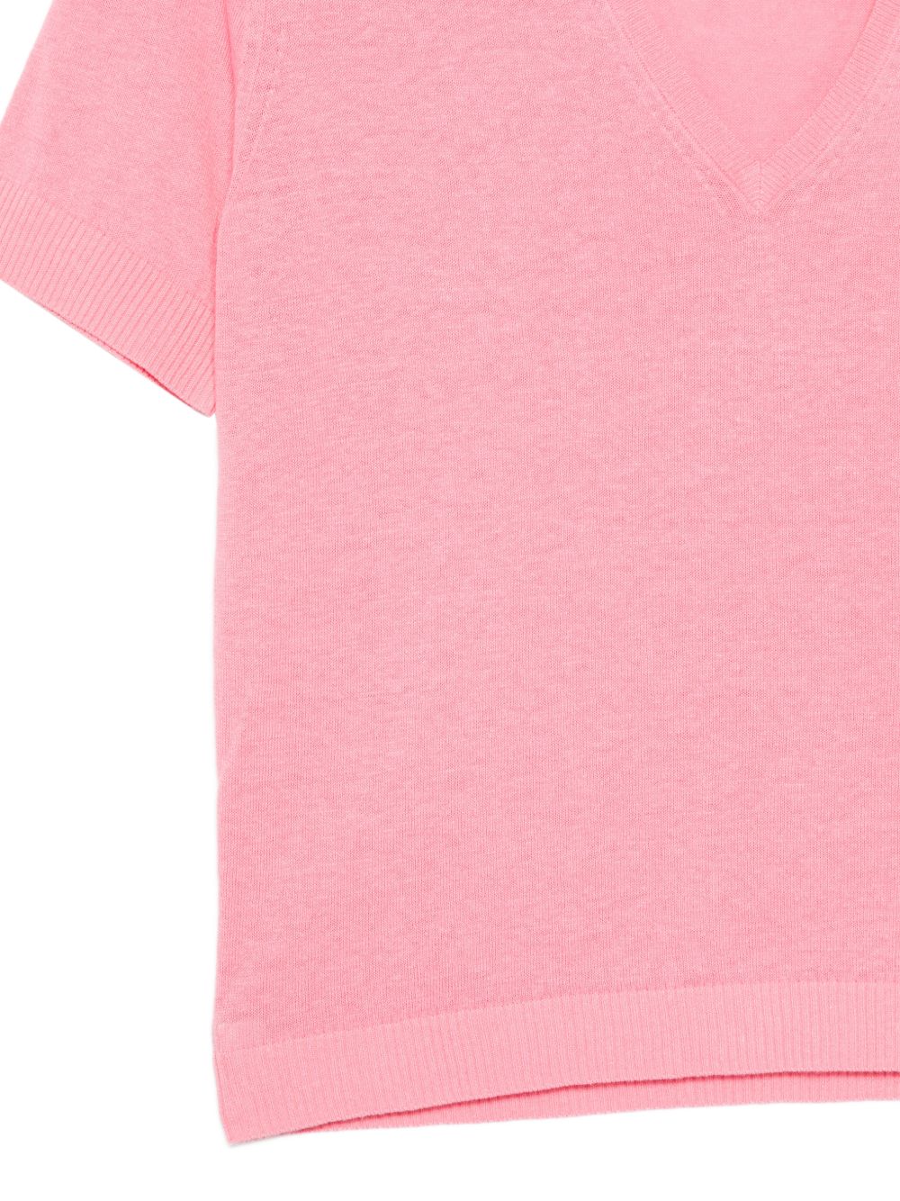 Closed V-neck short sleeves Linen and cotton v-necked sweater