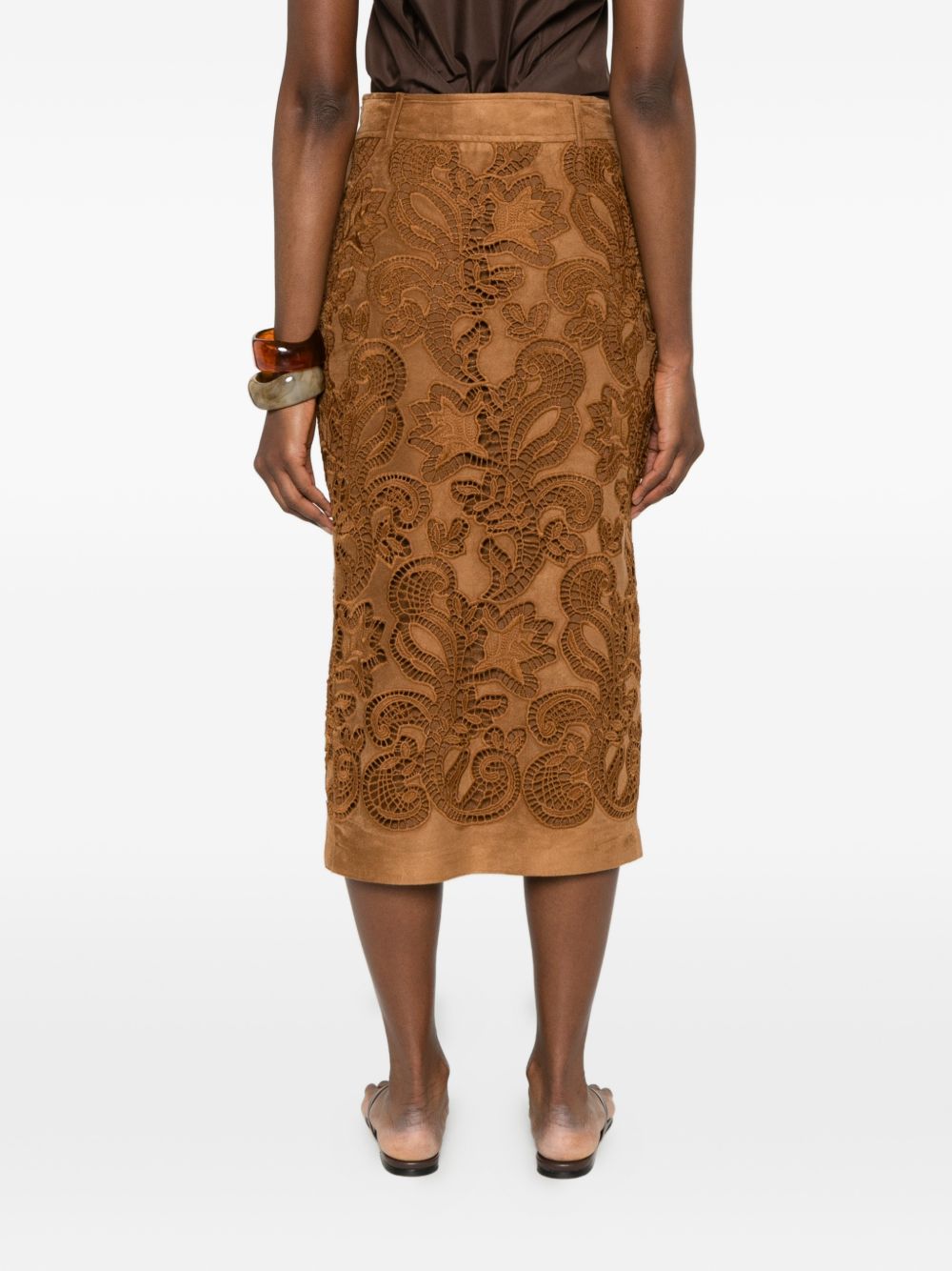 Ermanno Firenze Suede leather effect long skirt