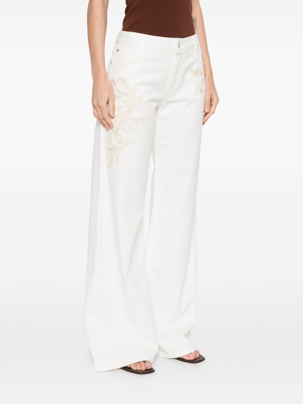 Ermanno Firenze Embroidered denim jeans