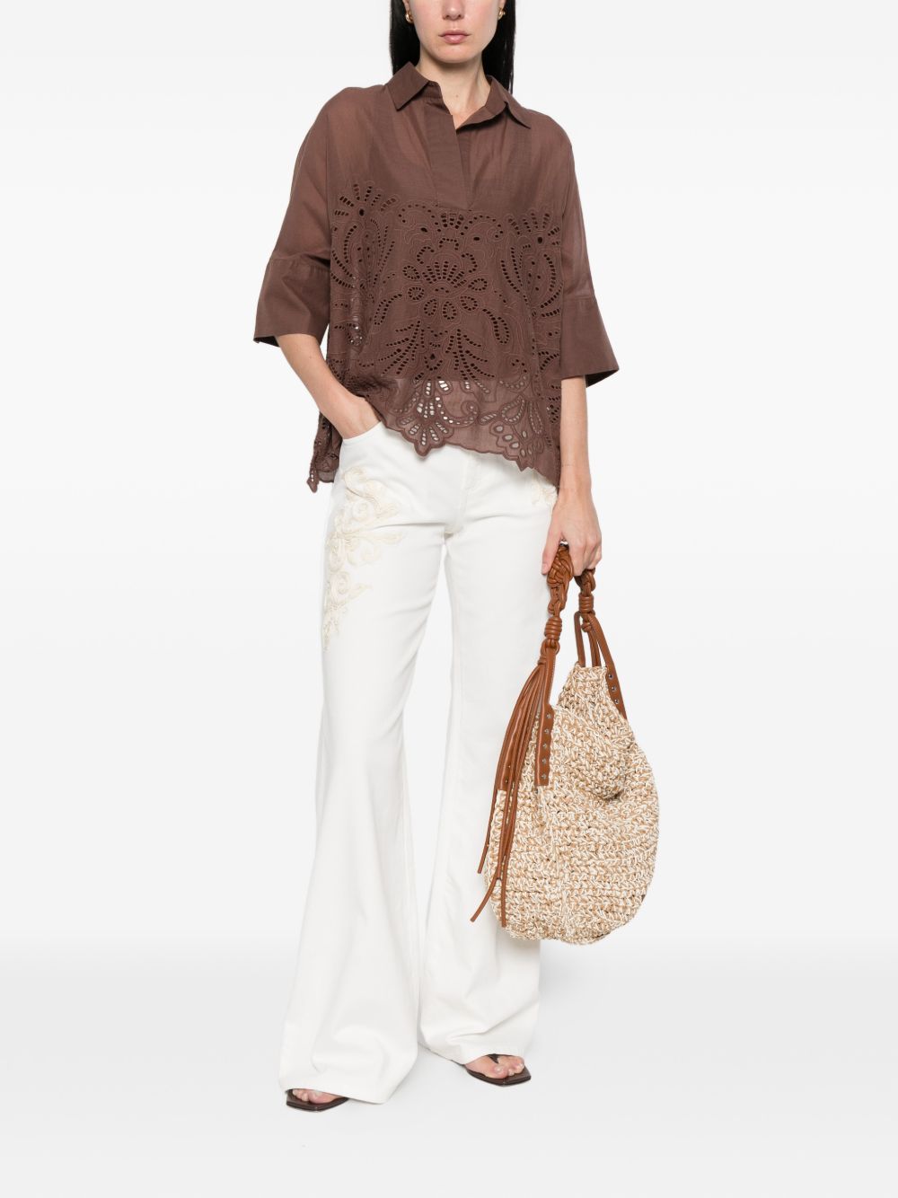 Ermanno Firenze Embroidered denim jeans