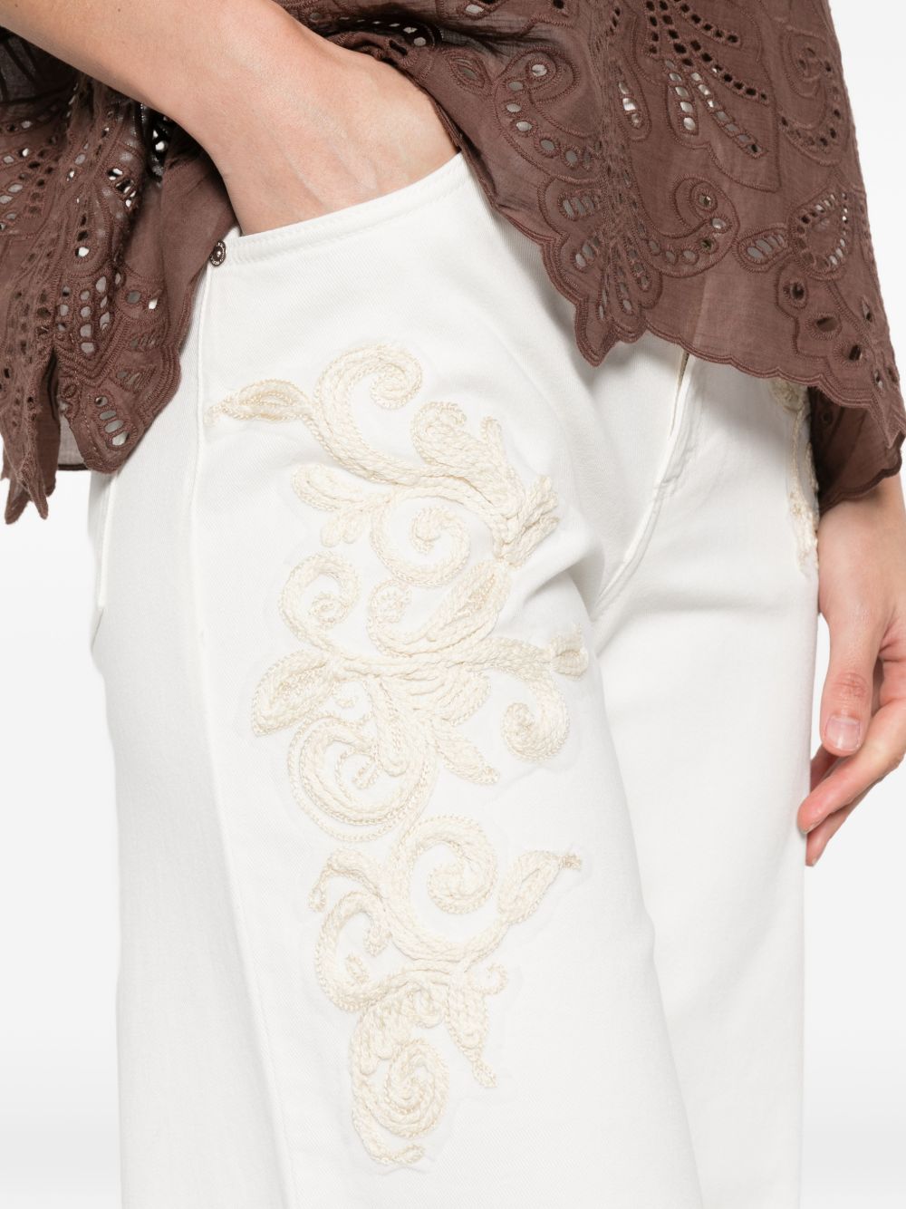 Ermanno Firenze Embroidered denim jeans