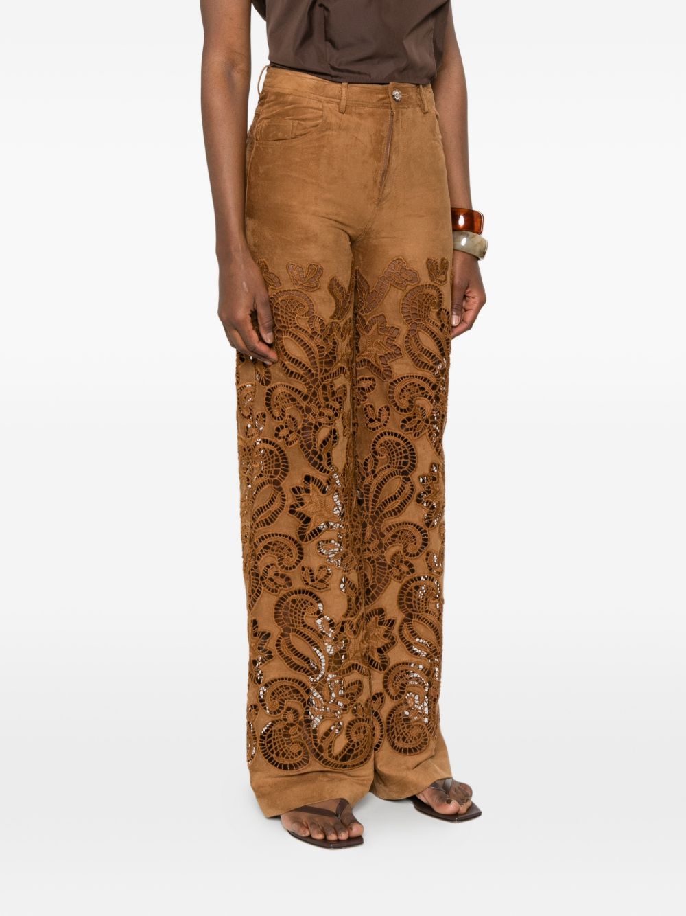 Ermanno Firenze Suede leather effect trousers