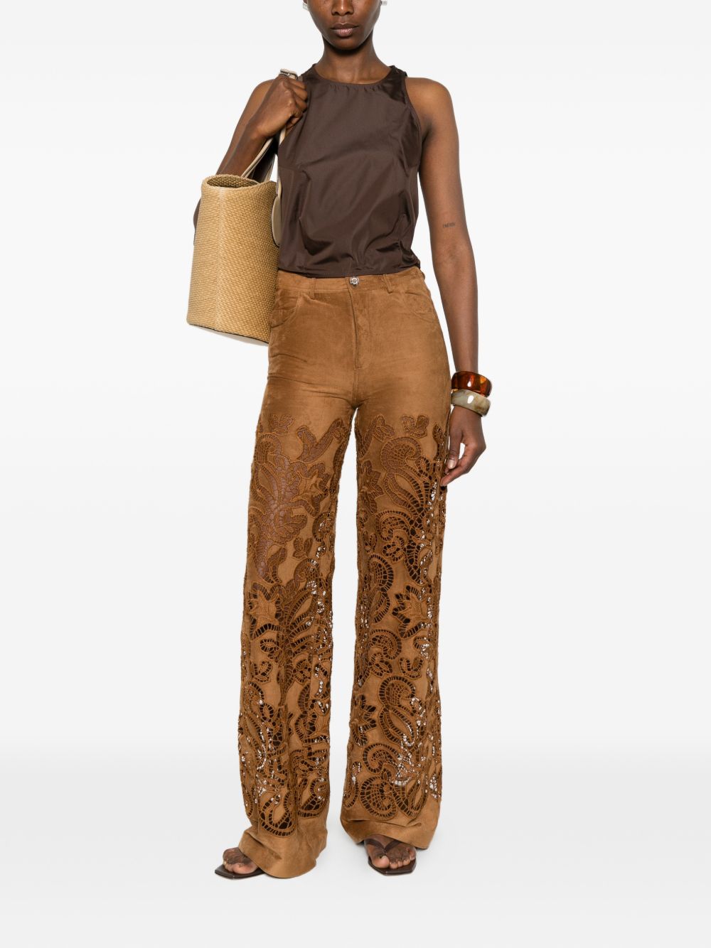 Ermanno Firenze Suede leather effect trousers