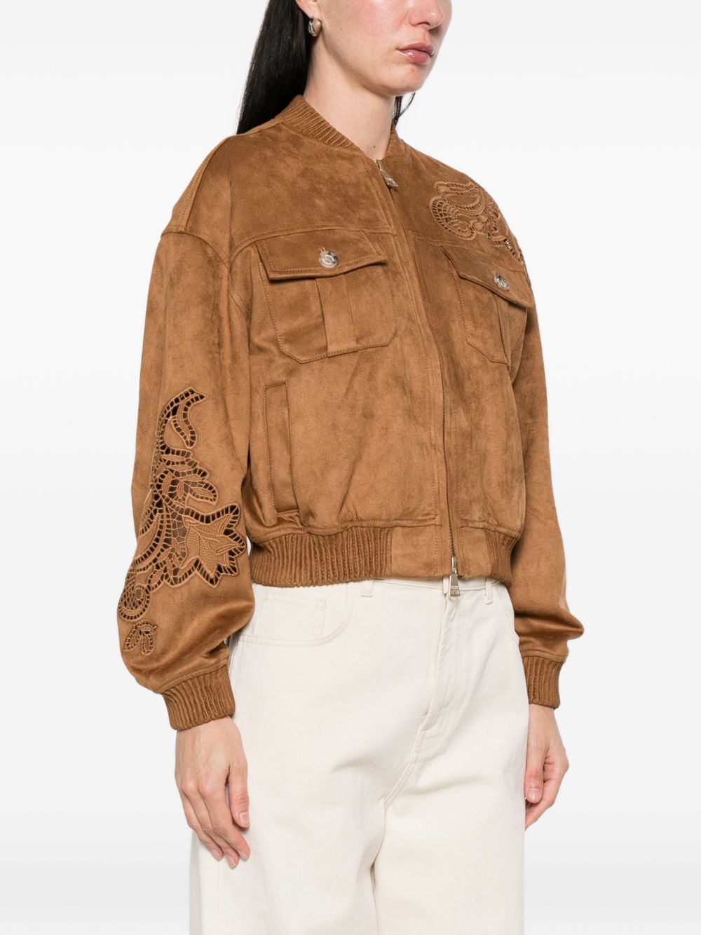 Ermanno Firenze Suede leather effect bomber jacekt