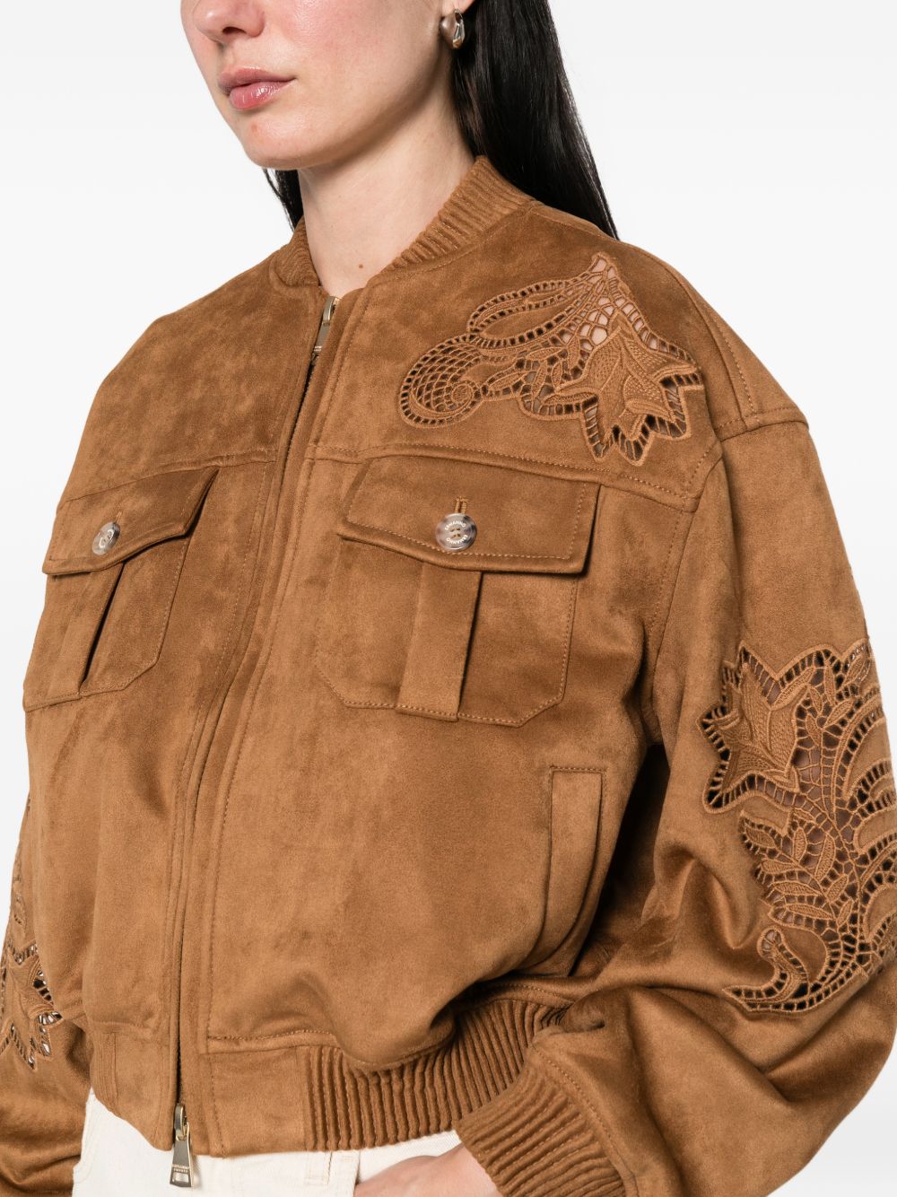 Ermanno Firenze Suede leather effect bomber jacekt