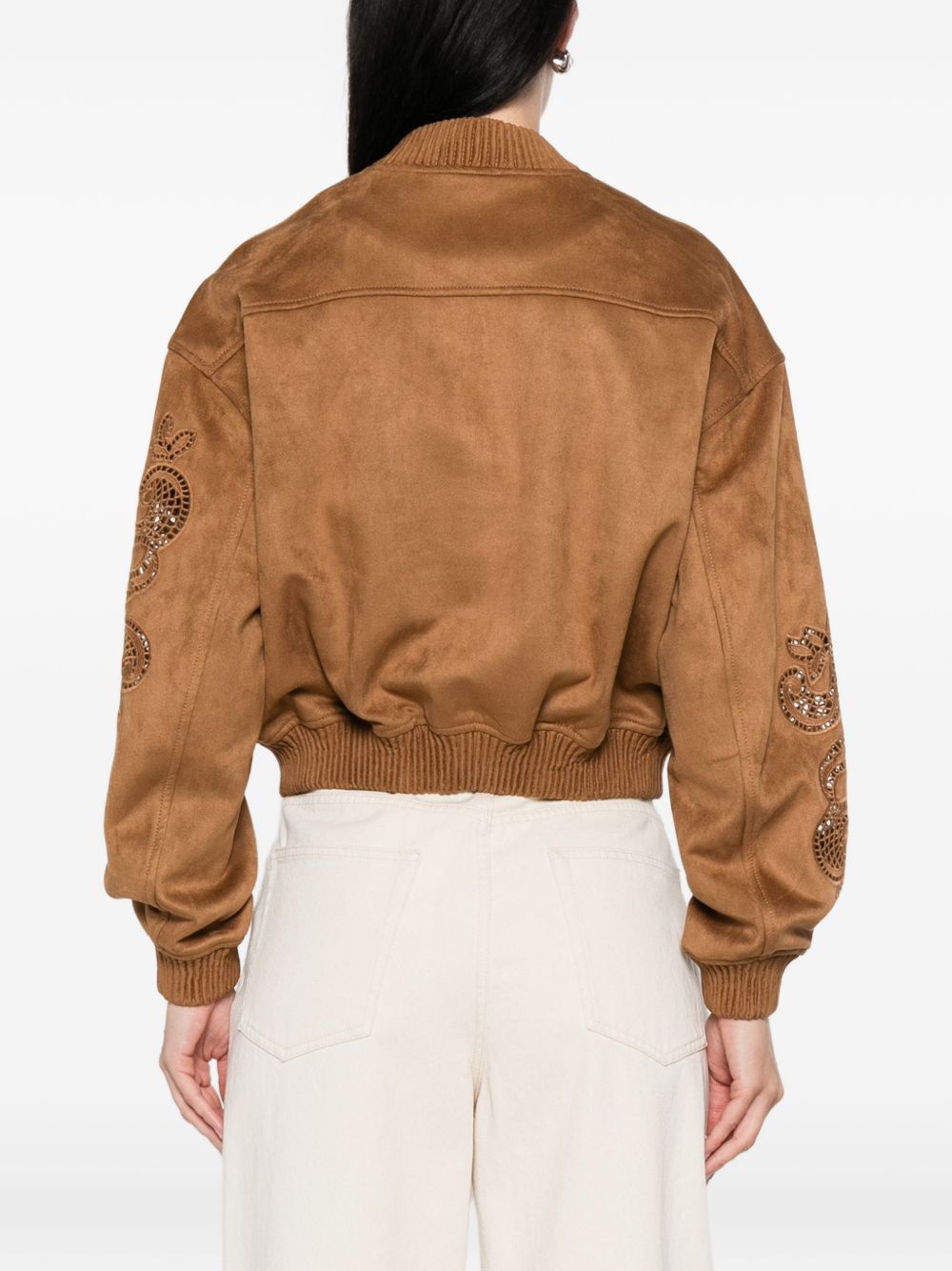 Ermanno Firenze Suede leather effect bomber jacekt