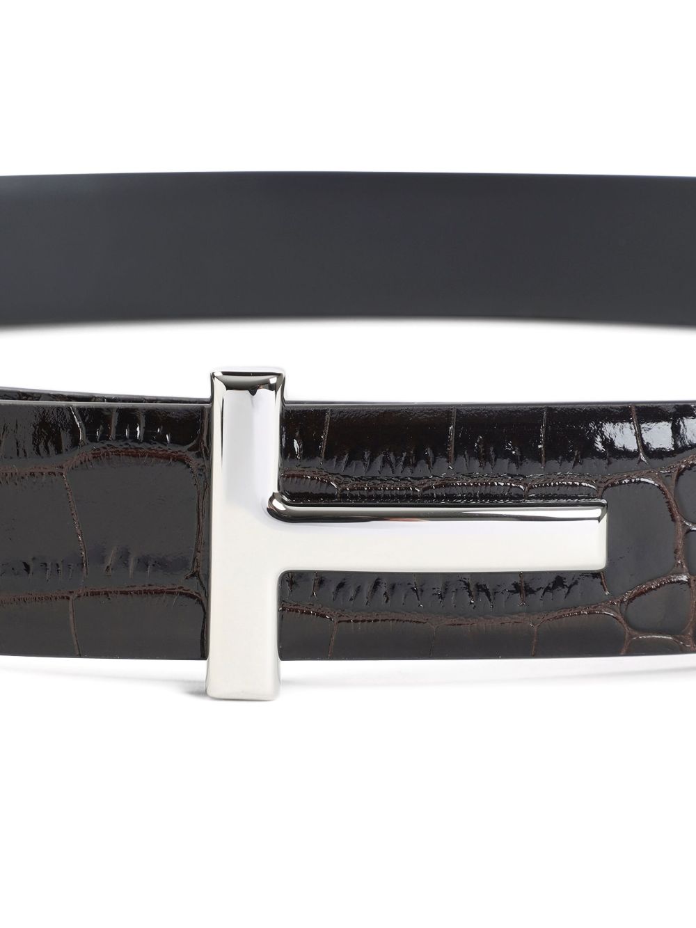 Tom Ford T-shaped buckle silver-tone hardware Leather belt