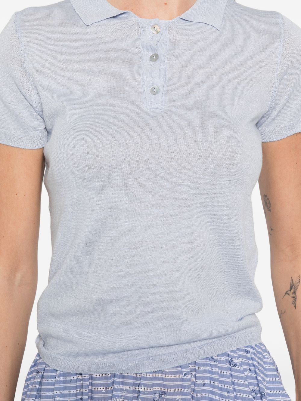 Base Linen and cotton blend polo shirt