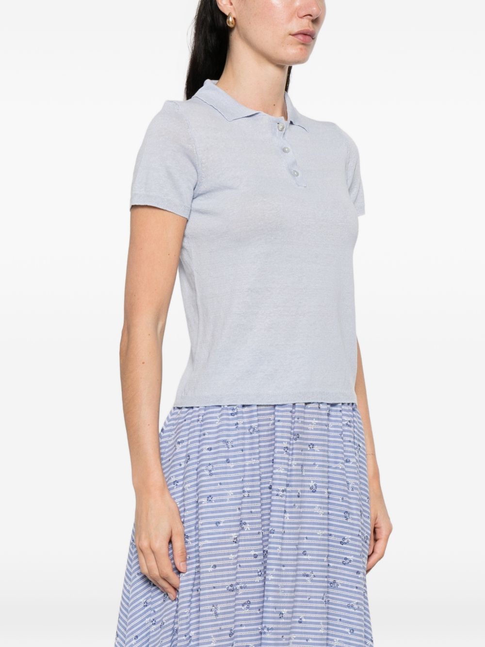 Base Linen and cotton blend polo shirt