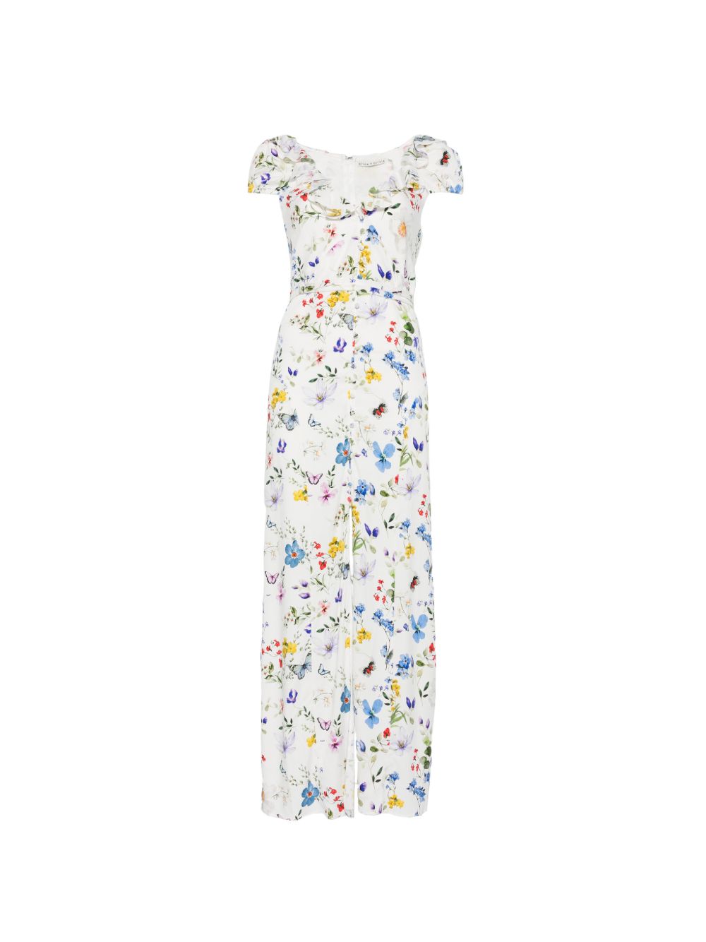 Alice + Olivia V-neck ruffles slit Tara printed long dress