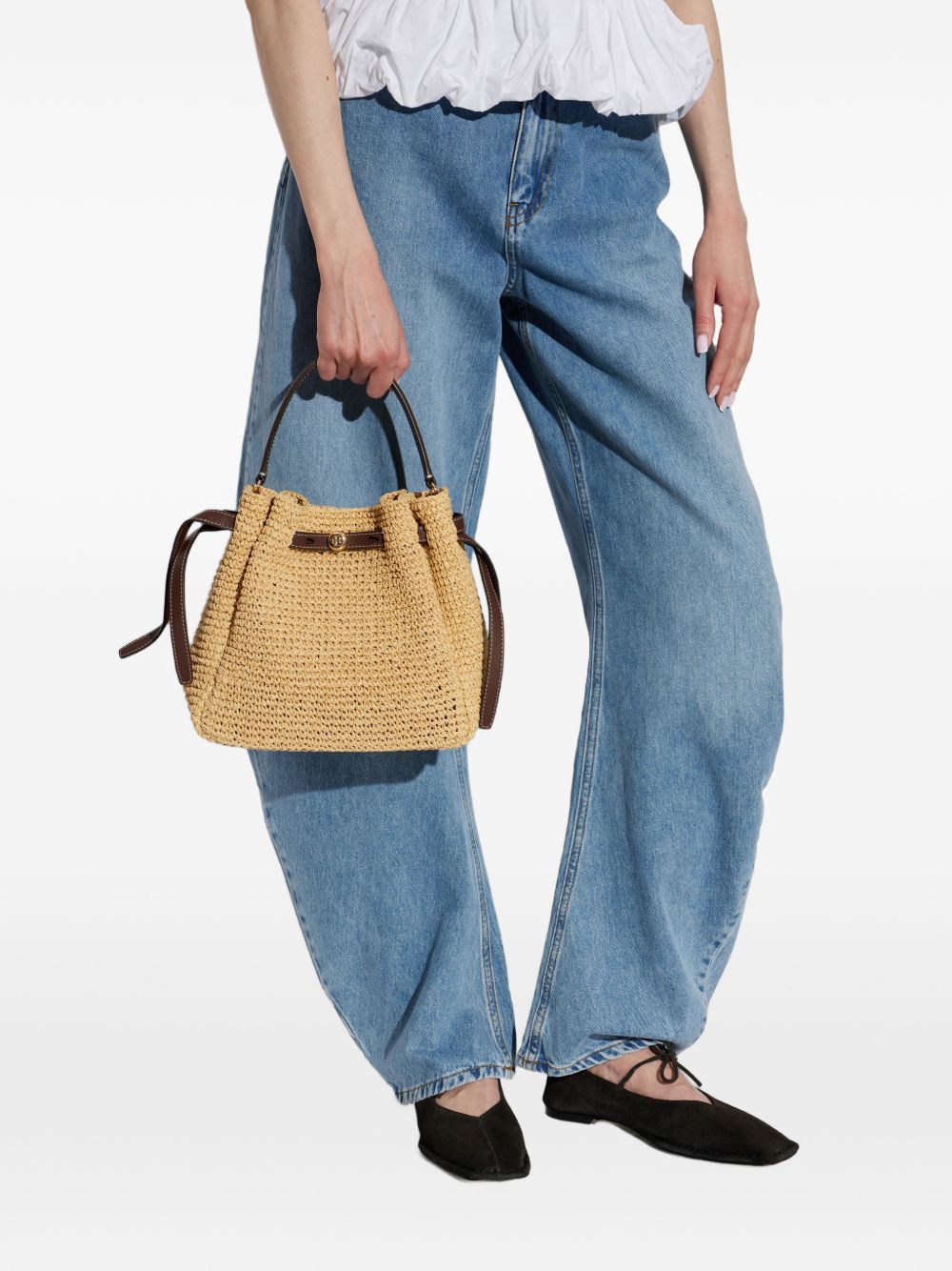 Tory Burch Romy straw bucket bag