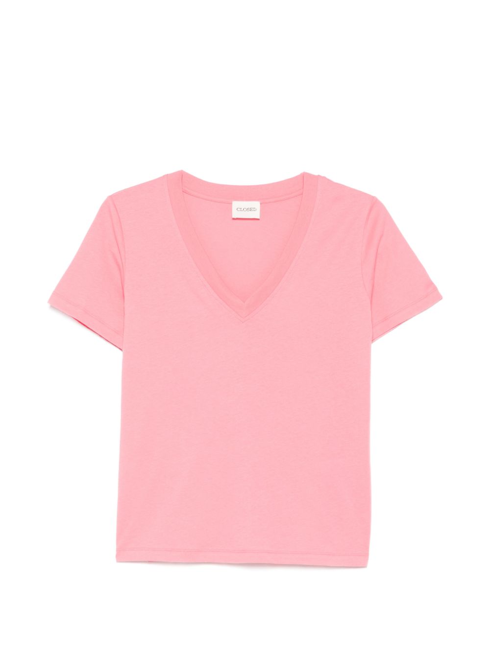 Closed V-neck short sleeves tonal stitching Organic cotton t-shirt