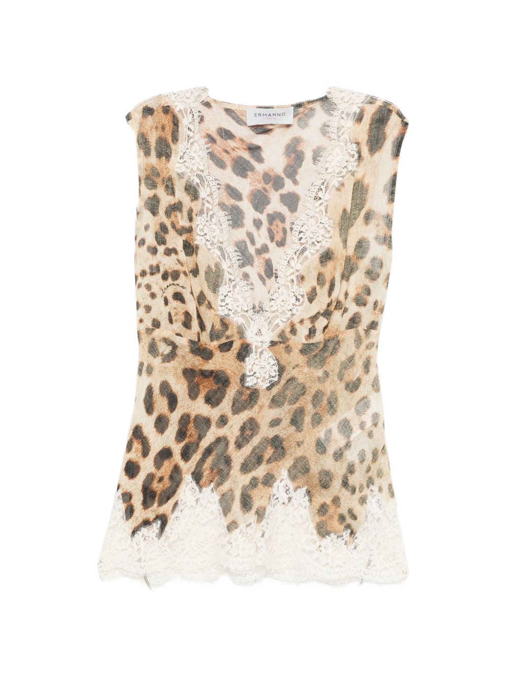 Ermanno Firenze Lace-detail tank top