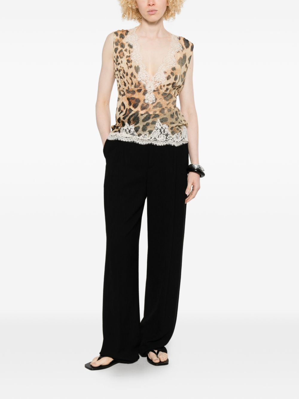 Ermanno Firenze Lace-detail tank top