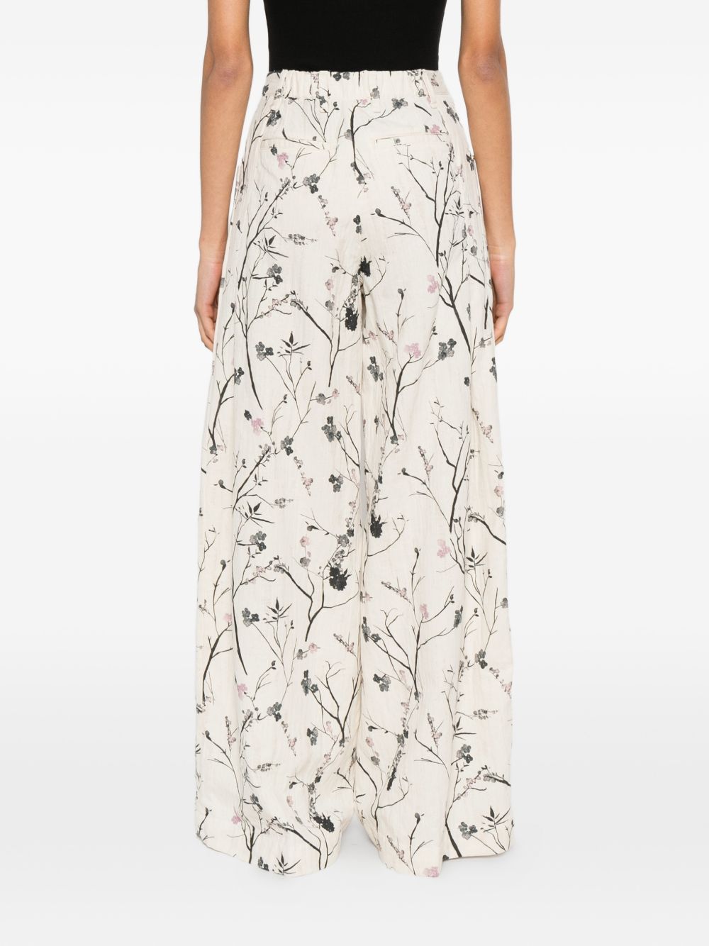 White Sand Printed wide-leg trousers