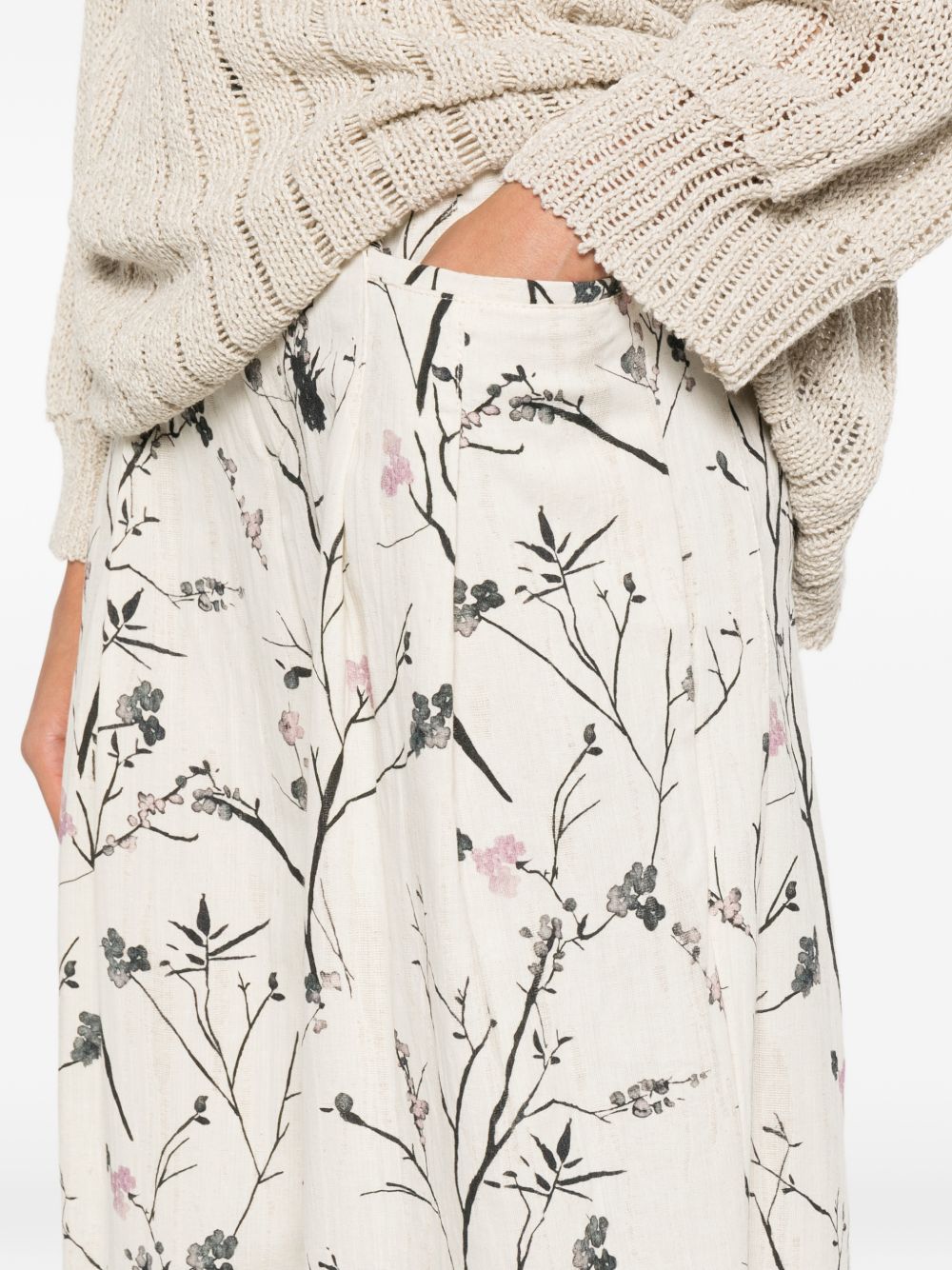 White Sand Printed wide-leg trousers