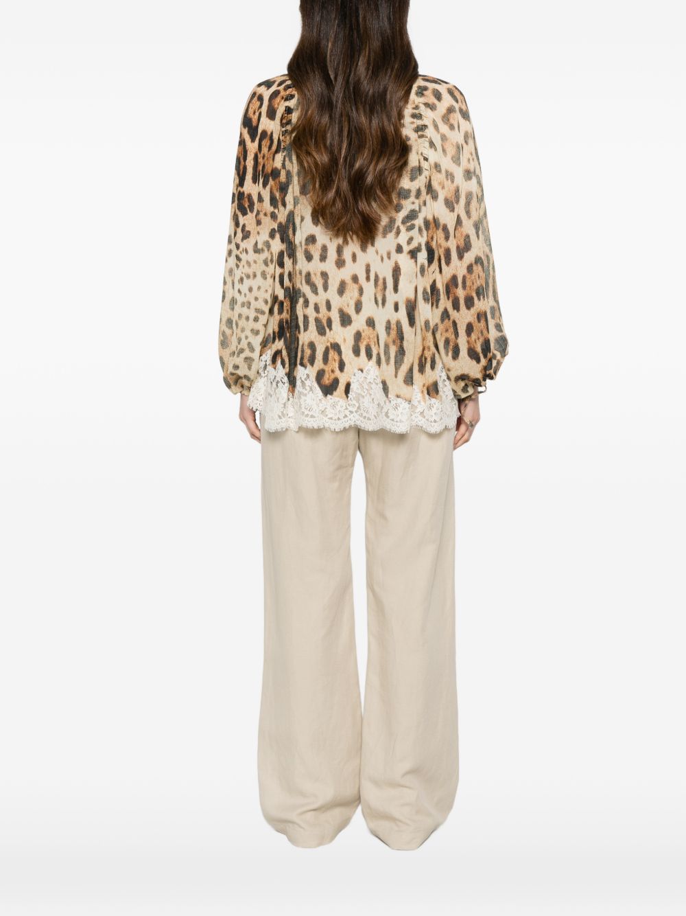 Ermanno Firenze Lace-detail printed blouse
