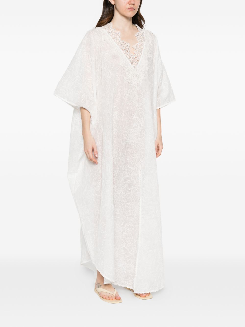 Ermanno Scervino V-neck short sleeves scalloped edge Long kaftan