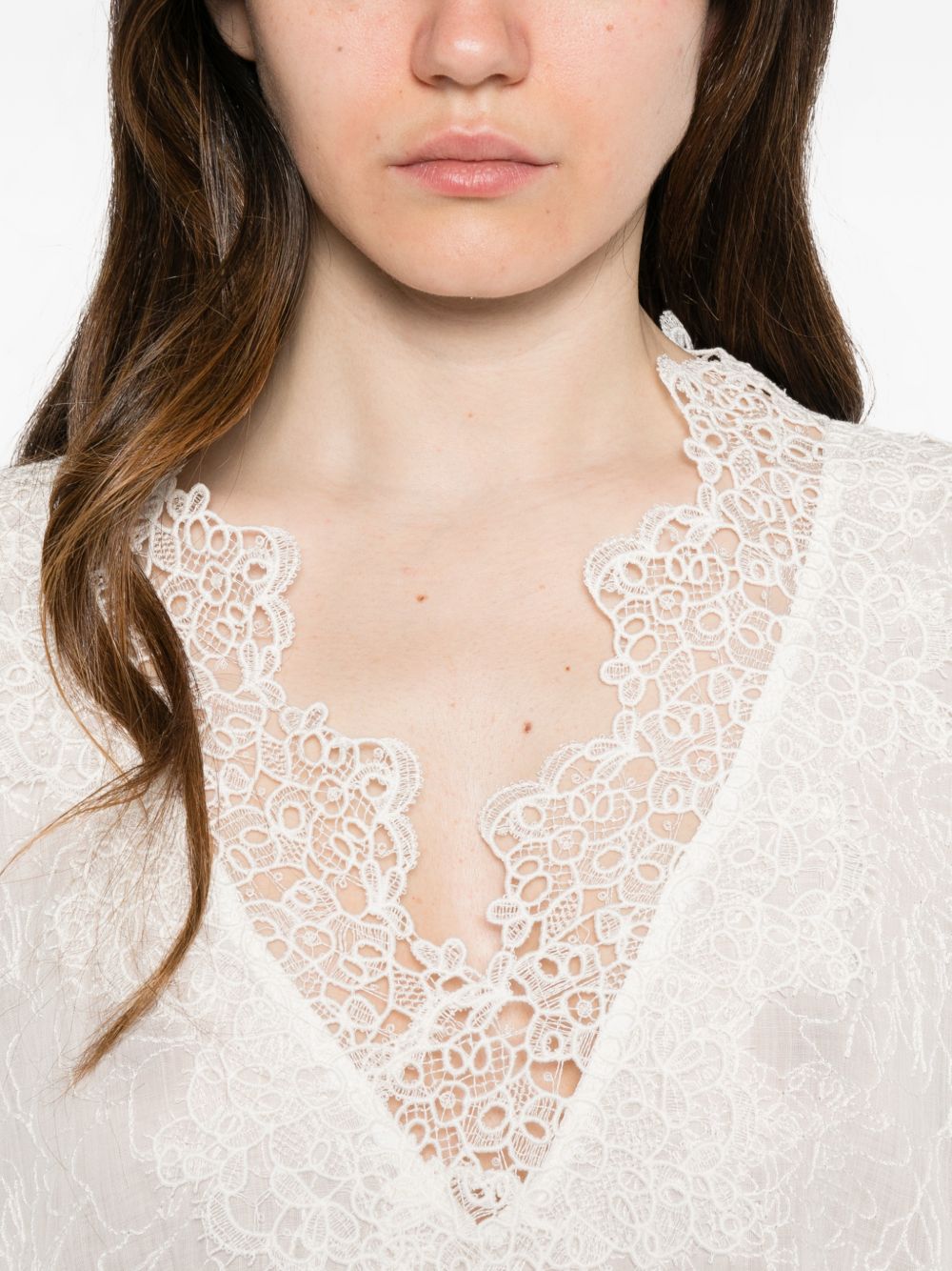 Ermanno Scervino V-neck short sleeves scalloped edge Long kaftan