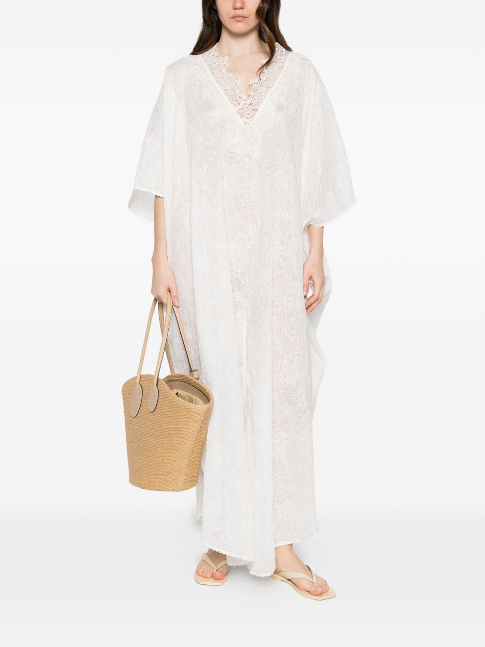 Ermanno Scervino V-neck short sleeves scalloped edge Long kaftan