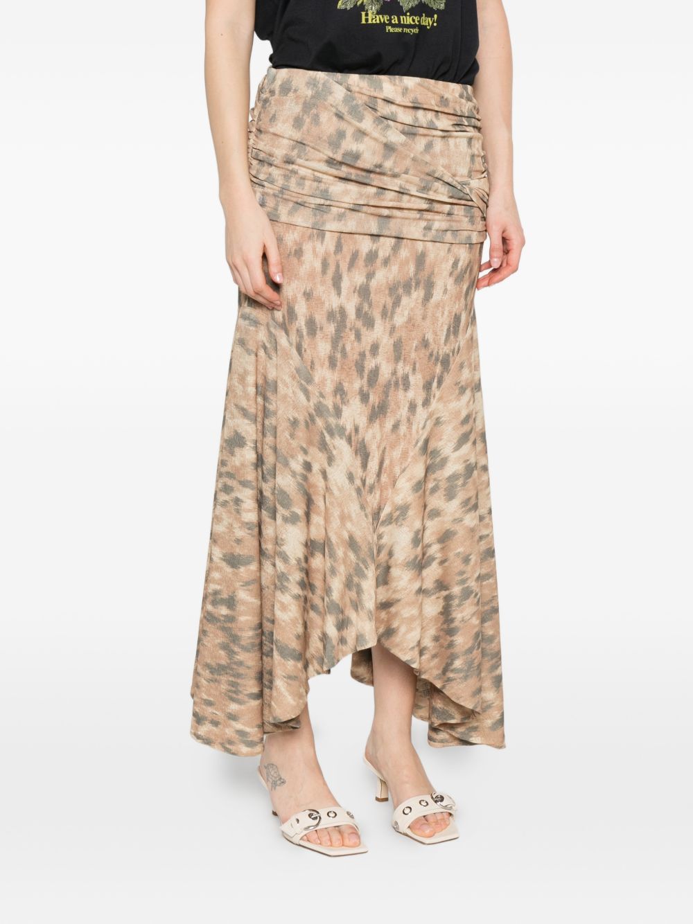 Ganni Printed cotton skirt