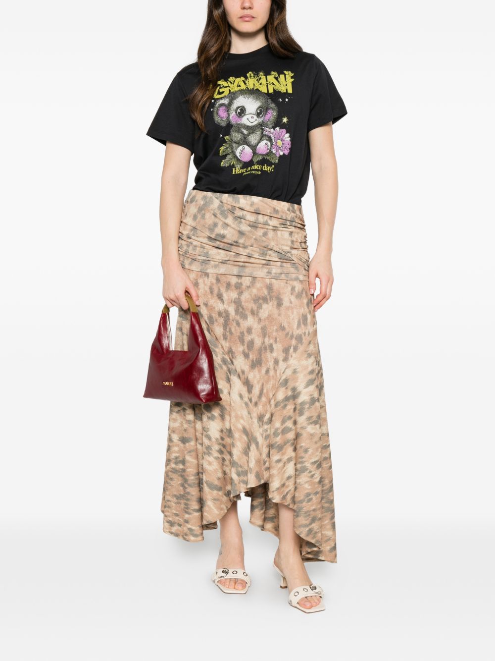 Ganni Printed cotton skirt