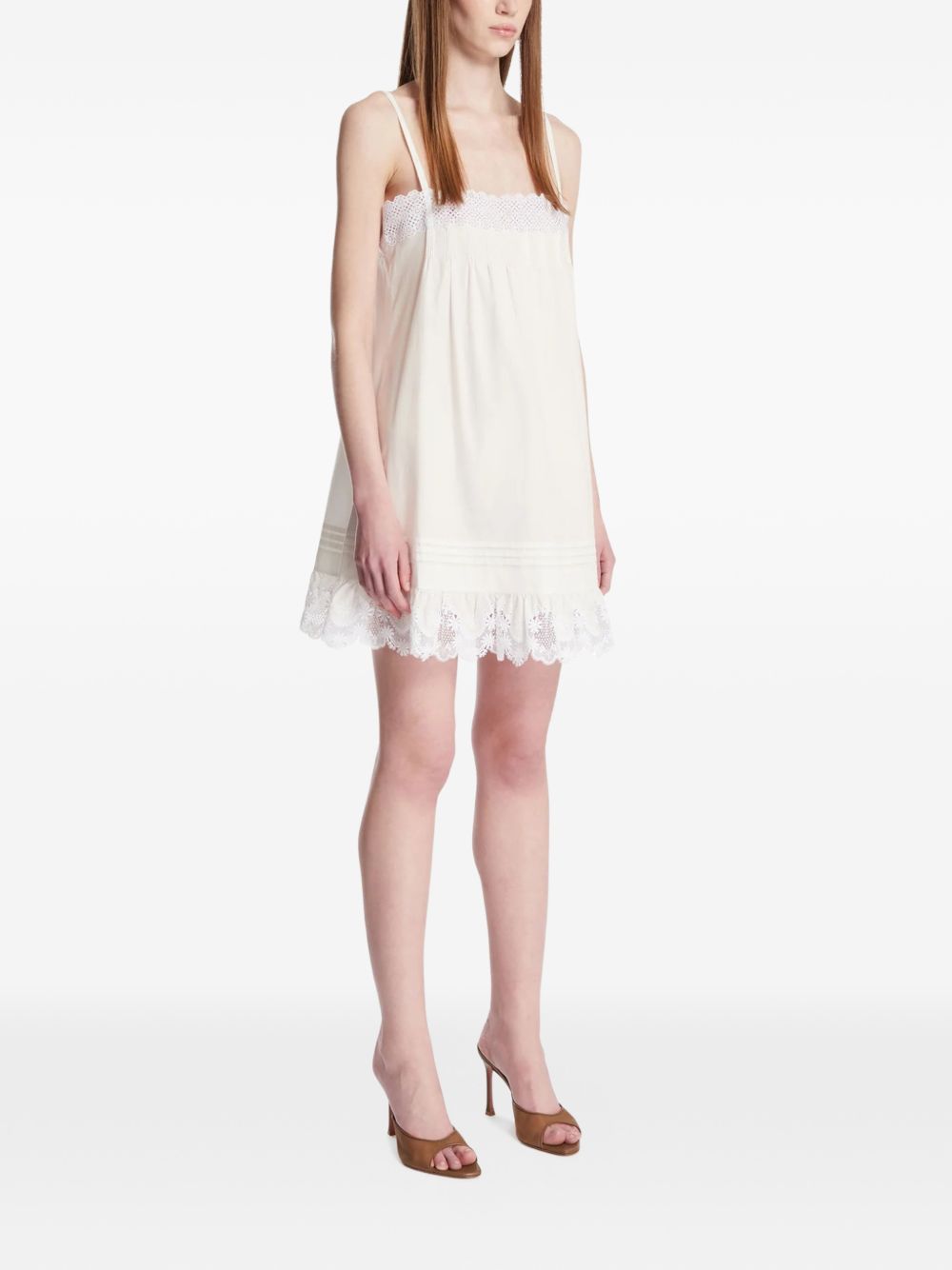 Saint Laurent Embroidered cotton mini dress