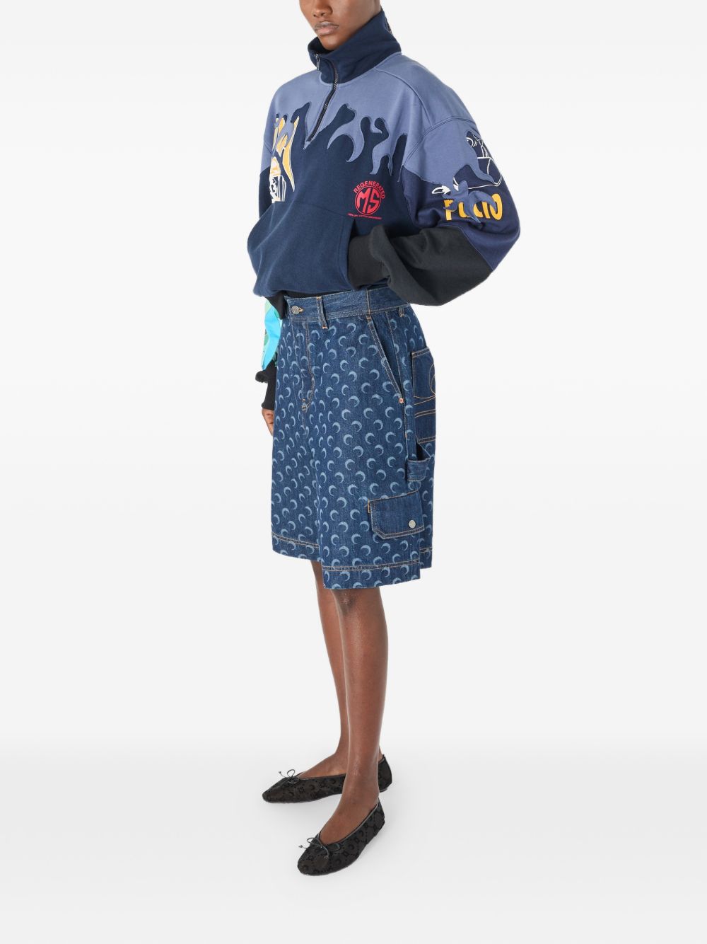Marine Serre Moon denim bermuda shorts