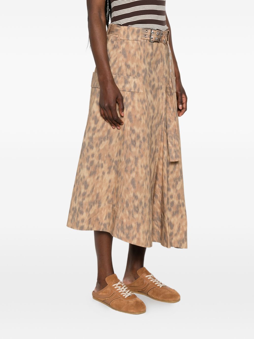 Ganni A-line silhouette Printed cotton skirt