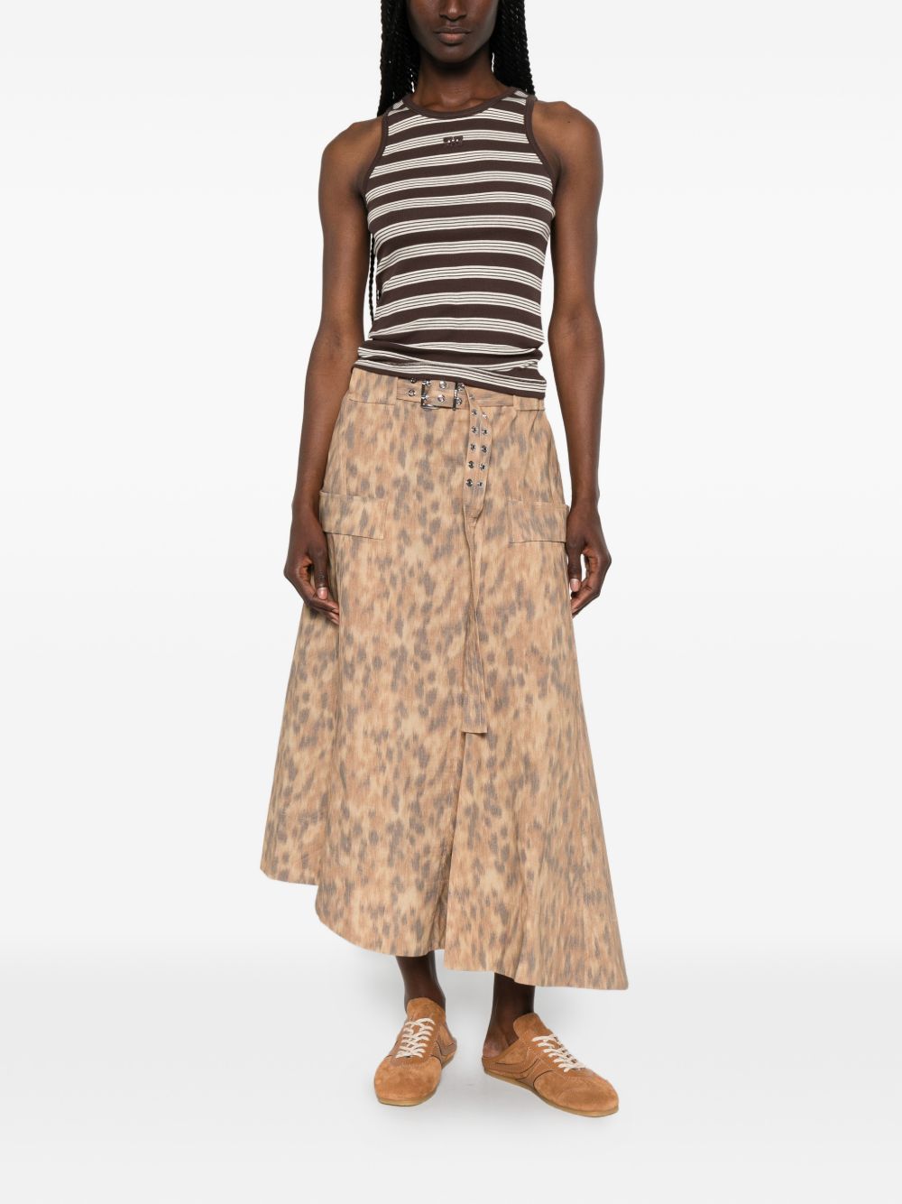 Ganni A-line silhouette Printed cotton skirt