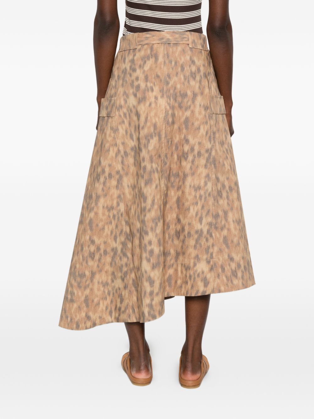 Ganni A-line silhouette Printed cotton skirt