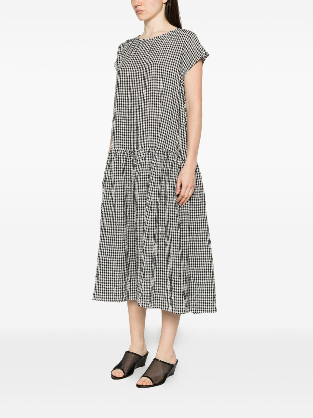 Apuntob Checked Cotton Midi Dress