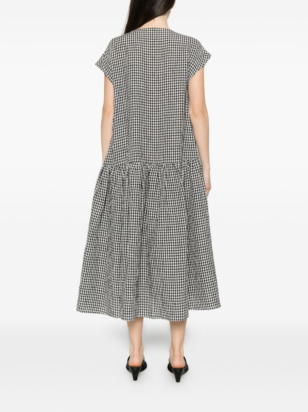 Apuntob Checked Cotton Midi Dress