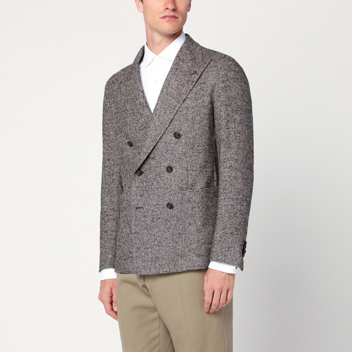 Tagliatore Beige patterned double-breasted jacket