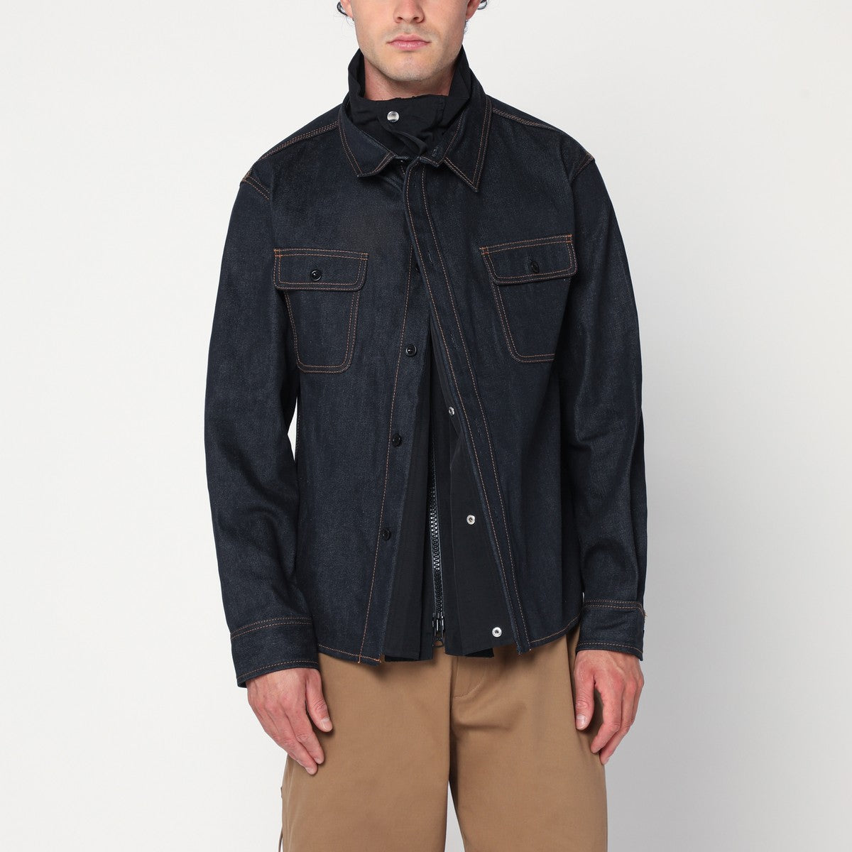 Sacai Shirt with pockets in dark blue denim