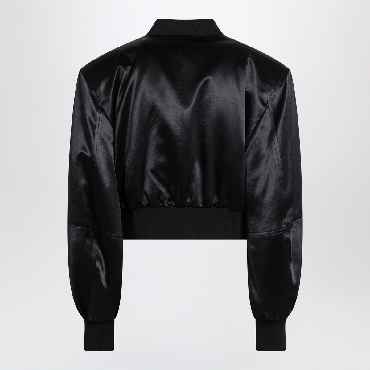 The Attico Black shiny cropped bomber
