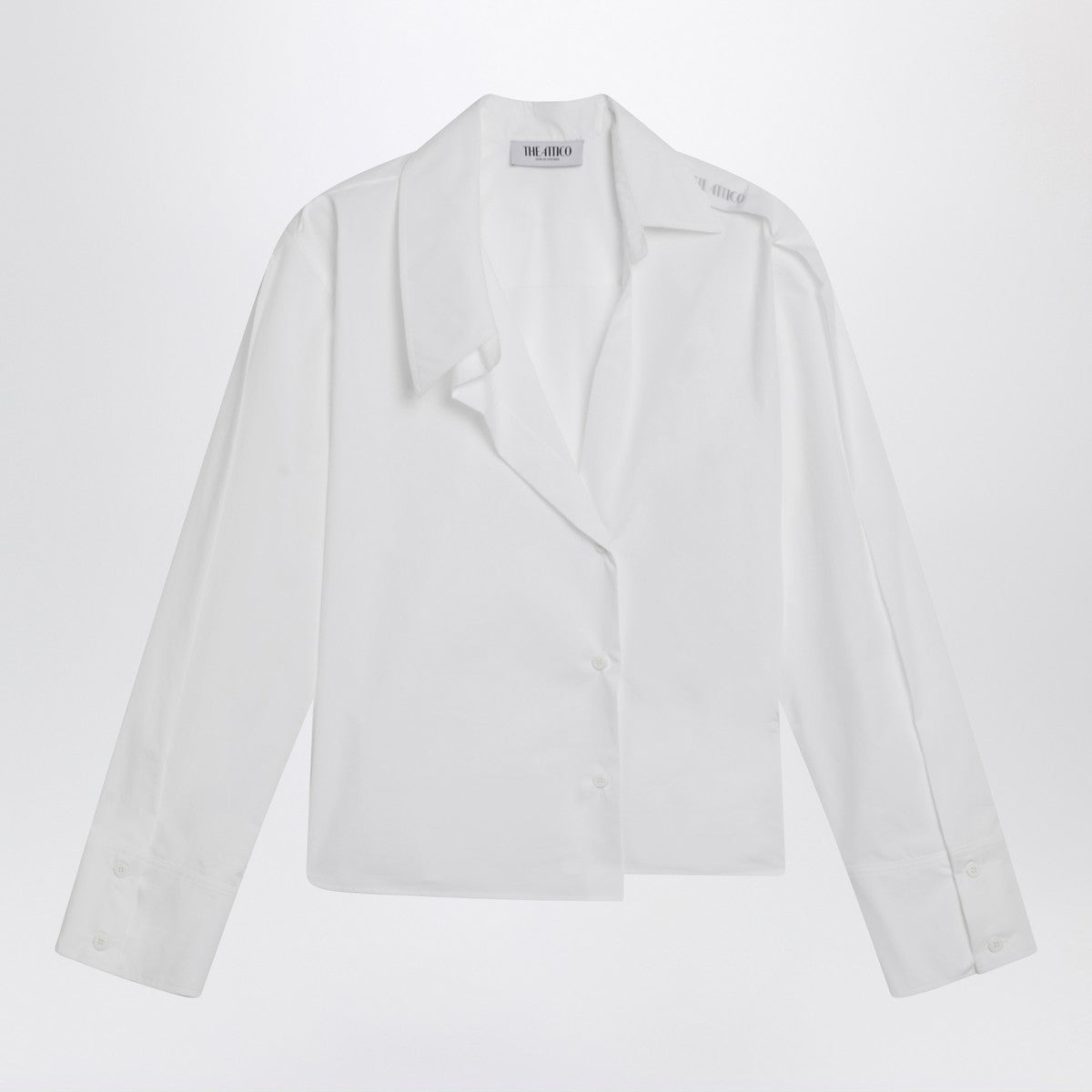 The Attico White asymmetric cotton shirt