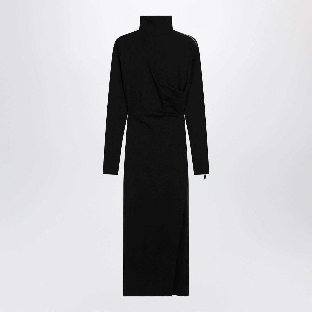 The Attico Black turtleneck dress with zip detail