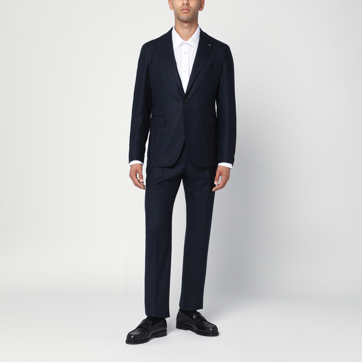 Tagliatore Single-breasted blue wool and cashmere suit