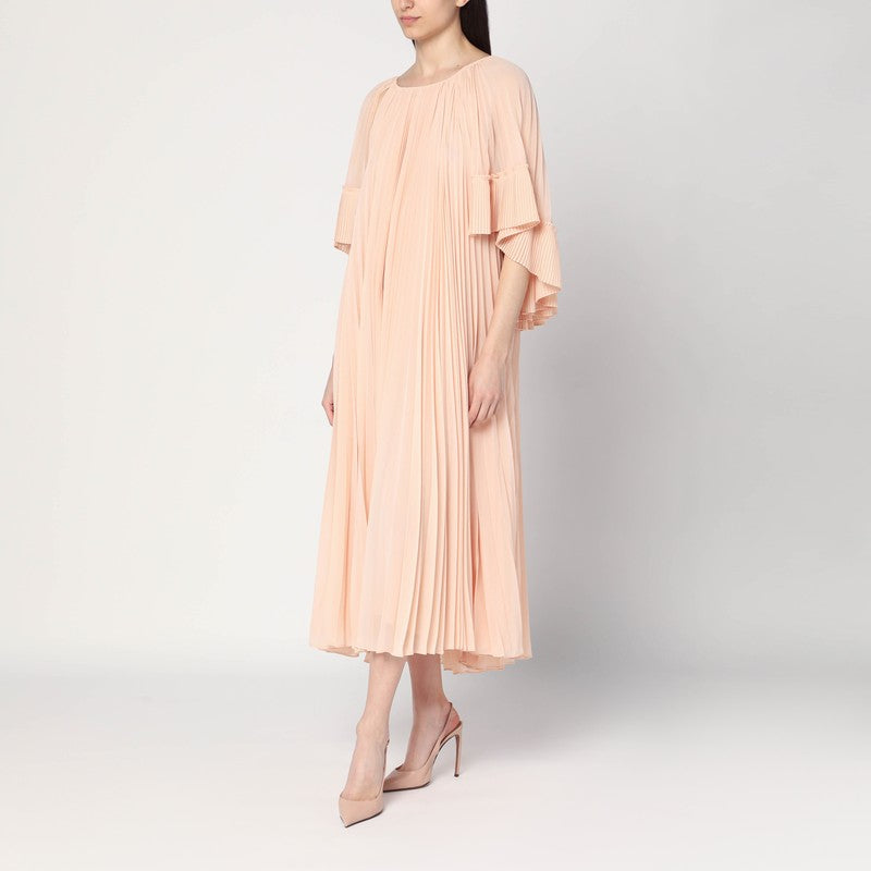 ZIMMERMANN Pleated peach-colored midi dress