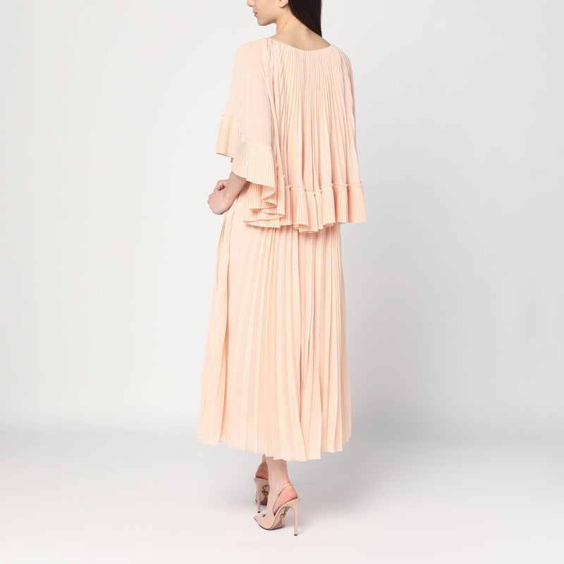 ZIMMERMANN Pleated peach-colored midi dress