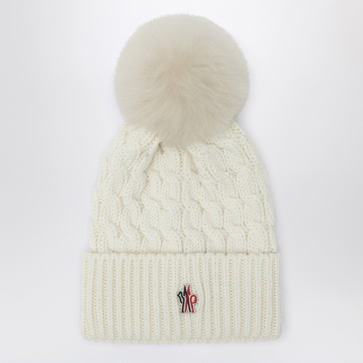 Moncler Grenoble White wool hat with pom pom